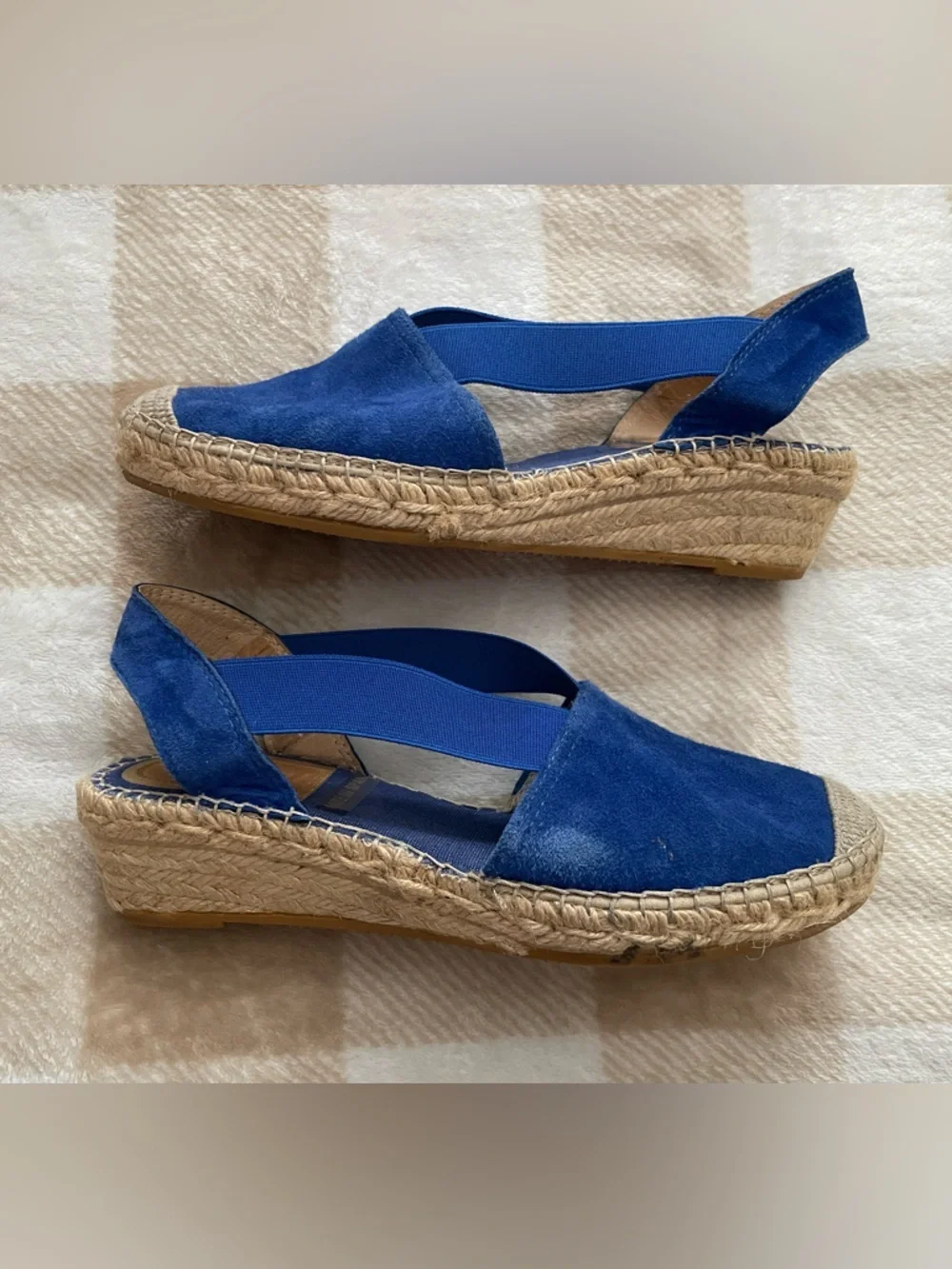 Vidorreta Women’s 37 (6.5/7) Made in Spain Blue Suede Espadrille Slingback